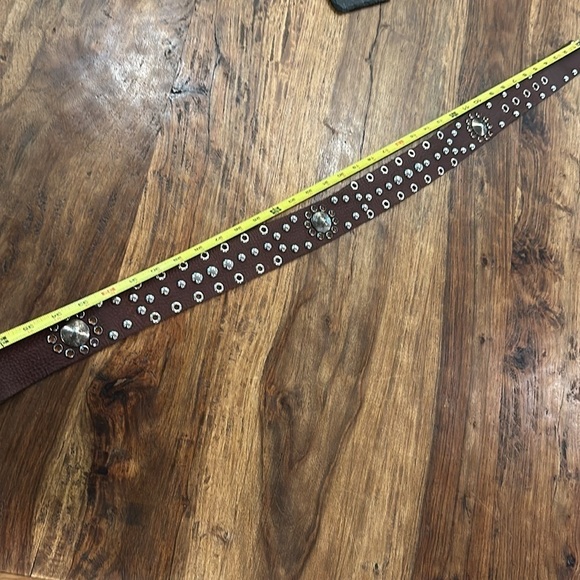 Leatherock Brown Leather Studded Crystal Embellished Belt SzM - Picture 11 of 16